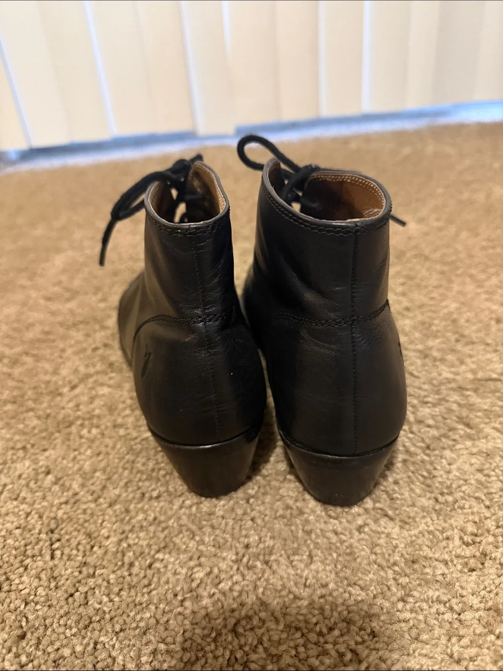 Women’s Frye Black Leather Lace-Up Boots